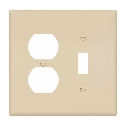 Eaton Wiring 2-Gang Duplex & Toggle Wall Plate, Polycarbonate, Ivory