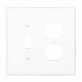 2-Gang Duplex & Toggle Wall Plate, Polycarbonate, White