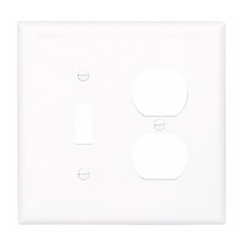 Eaton Wiring 2-Gang Duplex & Toggle Wall Plate, Polycarbonate, White