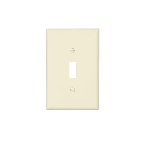 1-Gang Toggle Wall Plate, Mid-Size, Polycarbonate, Light Almond