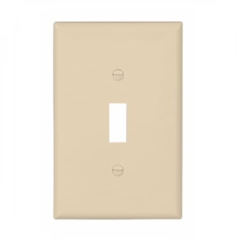 1-Gang Toggle Wall Plate, Mid-Size, Polycarbonate, Ivory