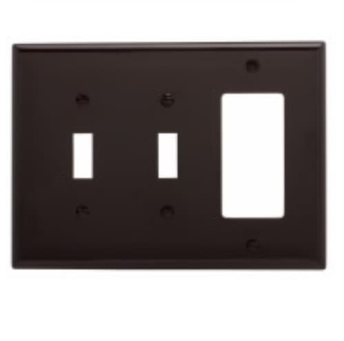 Eaton Wiring 3-Gang Combination Wall Plate, 2 Toggle & Decora, Mid-Size, Brown