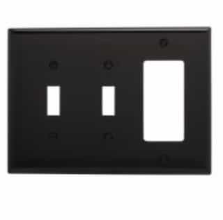 Eaton Wiring 3-Gang Combination Wall Plate, 2 Toggle & Decora, Mid-Size, Black