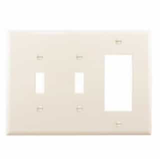Eaton Wiring 3-Gang Combination Wall Plate, 2 Toggle & Decora, Mid-Size, Light Almond
