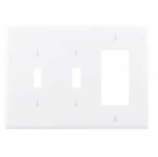 Eaton Wiring 3-Gang Combination Wall Plate, 2 Toggle & Decora, Mid-Size, White