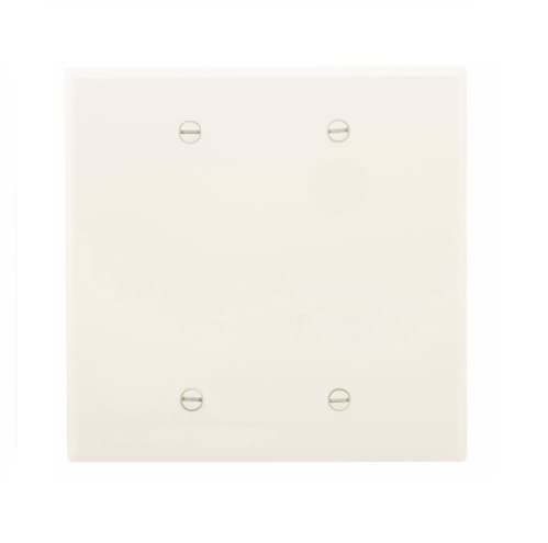 2-Gang Blank Wall Plate, Mid-Size, Polycarbonate, Almond