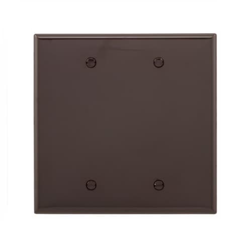 2-Gang Blank Wall Plate, Mid-Size, Polycarbonate, Brown