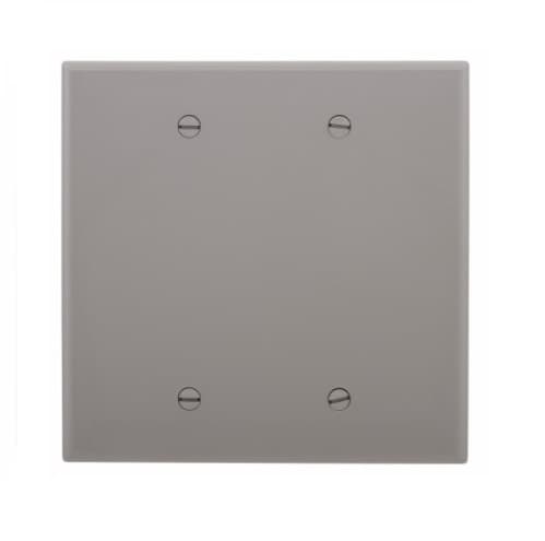 Eaton Wiring 2-Gang Blank Wall Plate, Mid-Size, Polycarbonate, Gray