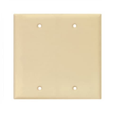 2-Gang Blank Wall Plate, Mid-Size, Polycarbonate, Ivory