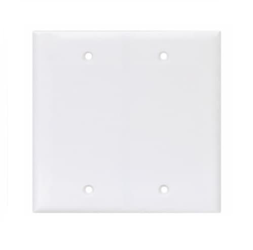 2-Gang Blank Wall Plate, Mid-Size, Polycarbonate, White