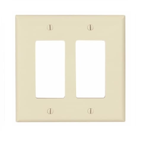 Eaton Wiring 2-Gang Decora Wall Plate, Mid-Size, Polycarbonate, Almond