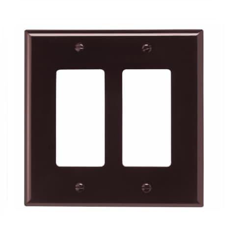 2-Gang Decora Wall Plate, Mid-Size, Polycarbonate, Brown