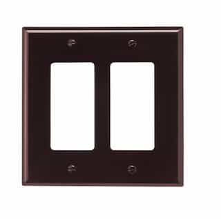 Eaton Wiring 2-Gang Decora Wall Plate, Mid-Size, Polycarbonate, Brown