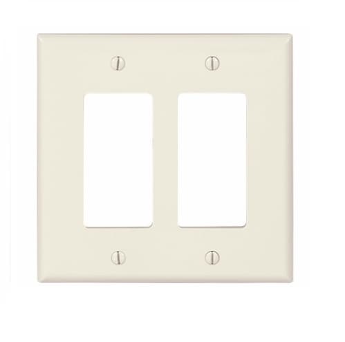 Eaton Wiring 2-Gang Decora Wall Plate, Mid-Size, Polycarbonate, Light Almond