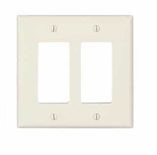 Eaton Wiring 2-Gang Decora Wall Plate, Mid-Size, Polycarbonate, Light Almond