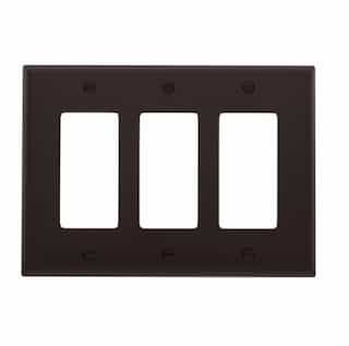 Eaton Wiring 3-Gang Decora Wall Plate, Mid-Size, Polycarbonate, Brown