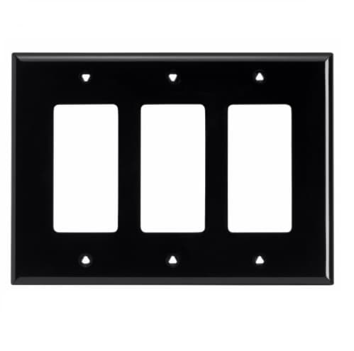 Eaton Wiring 3-Gang Decora Wall Plate, Mid-Size, Polycarbonate, Black