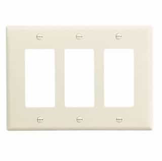 Eaton Wiring 3-Gang Decora Wall Plate, Mid-Size, Polycarbonate, Light Almond