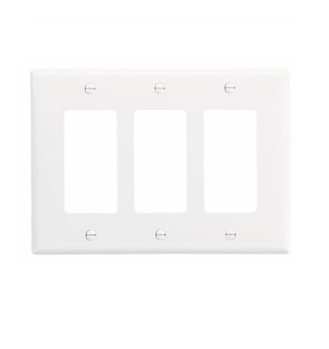 Eaton Wiring Mid-Size 3-Gang Duplex Decorator Polycarbonate Wallplate, White