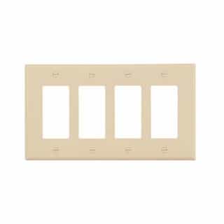 Eaton Wiring 4-Gang Decorator Wall Plate, Mid-Size, Polycarbonate, Almond