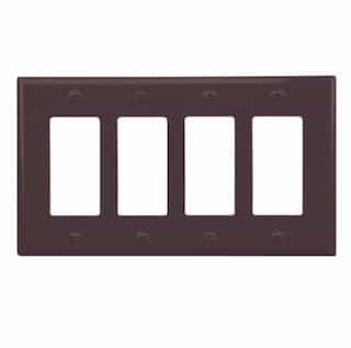 4-Gang Decora Wall Plate, Mid-Size, Polycarbonate, Brown