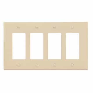 Eaton Wiring 4-Gang Decora Wall Plate, Mid-Size, Polycarbonate, Ivory