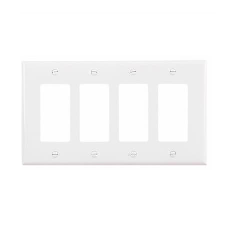 Mid-Size 4-Gang Duplex Decorator Polycarbonate Wallplate, White