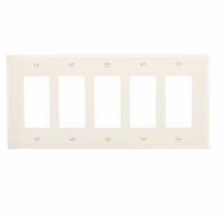 Eaton Wiring 5-Gang Decora Wall Plate, Mid-Size, Polycarbonate, White