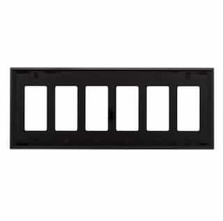 6-Gang Decora Wall Plate, Mid-Size, Polycarbonate, Black