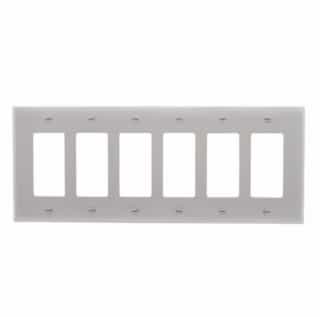 Eaton Wiring 6-Gang Decora Wall Plate, Mid-Size, Polycarbonate, Gray