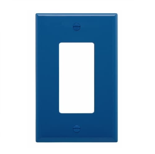 Eaton Wiring 1-Gang Decora Wall Plate, Mid-Size, Polycarbonate, Blue