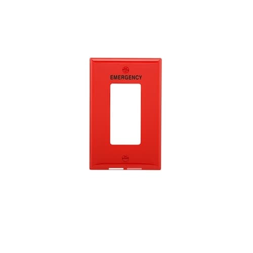 1-Gang Emergency Wall Plate, Mid-Size, Red