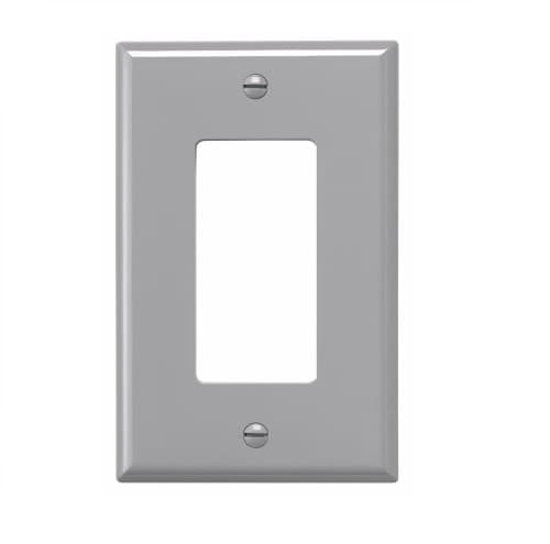 1-Gang Decora Wall Plate, Mid-Size, Polycarbonate, Gray