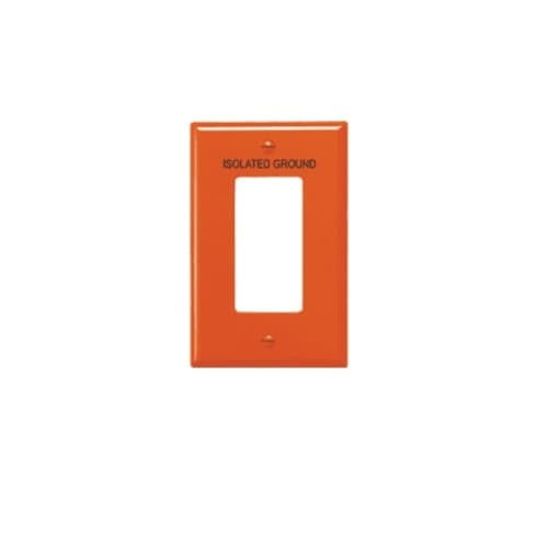 1-Gang Isolated Ground Wall Plate, Mid-Size, Orange