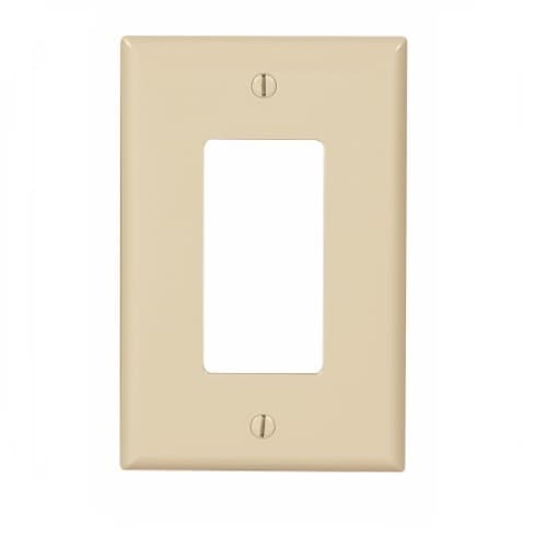 1-Gang Decora Wall Plate, Mid-Size, Polycarbonate, Ivory