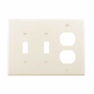 3-Gang Combination Wall Plate, Mid-Size, 2 Toggles & Duplex, Light Almond