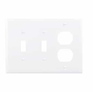 Eaton Wiring 3-Gang Combination Wall Plate, Mid-Size, 2 Toggles & Duplex, White