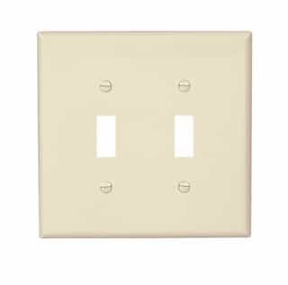 2-Gang Toggle Wall Plate, Mid-Size, Polycarbonate, Almond