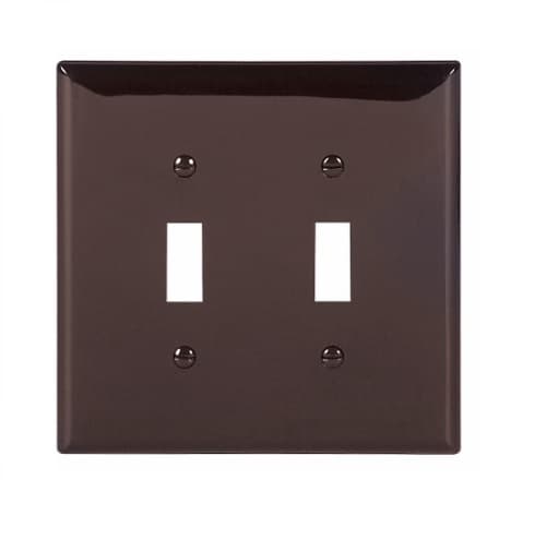 2-Gang Toggle Wall Plate, Mid-Size, Polycarbonate, Brown