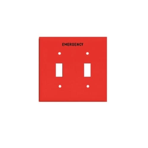 2-Gang Emergency Toggle Wall Plate, Mid-Size, Red