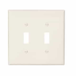 Eaton Wiring 2-Gang Toggle Wall Plate, Mid-Size, Polycarbonate, Light Almond