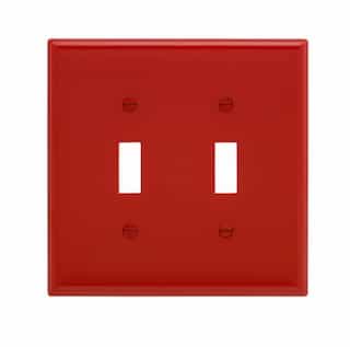 2-Gang Toggle Wall Plate, Mid-Size, Polycarbonate, Red