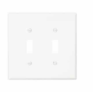 Eaton Wiring 2-Gang Toggle Wall Plate, Mid-Size, Polycarbonate, White