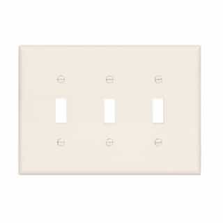 3-Gang Toggle Wall Plate, Mid-Size, Polycarbonate, Almond
