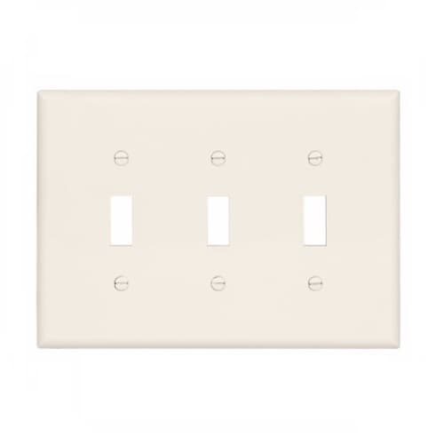 Eaton Wiring 3-Gang Toggle Wall Plate, Mid-Size, Polycarbonate, Almond