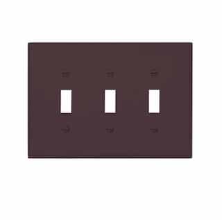 3-Gang Toggle Wall Plate, Mid-Size, Polycarbonate, Brown