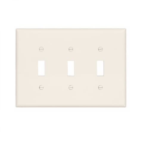 Eaton Wiring 3-Gang Toggle Wall Plate, Mid-Size, Polycarbonate, Light Almond