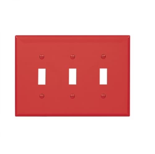 Eaton Wiring 3-Gang Toggle Wall Plate, Mid-Size, Polycarbonate, Red