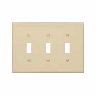 Eaton Wiring 3-Gang Toggle Wall Plate, Mid-Size, Polycarbonate, Ivory