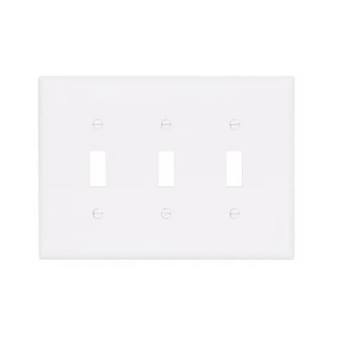 Eaton Wiring 3-Gang Toggle Wall Plate, Mid-Size, Polycarbonate, White